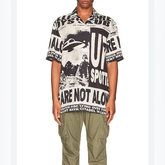 NWT. Billionaire Boys Club UFO Gardenia Button Down Short Sleeve Shirt Size XXL - Picture 3 of 13
